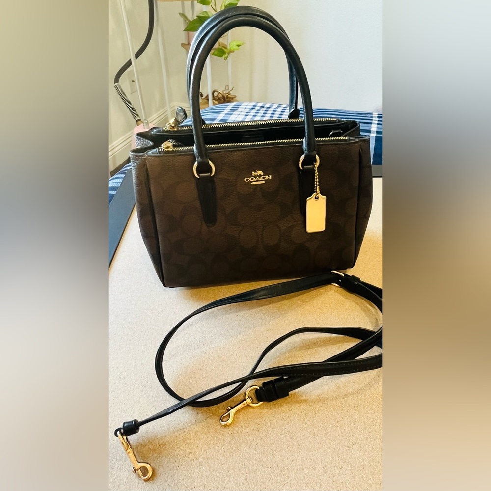 Coach Mini Surrey Carryall Brown and Black Satchel